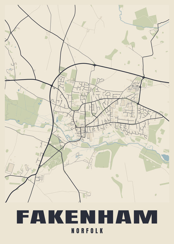 Fakenham Street Map Poster