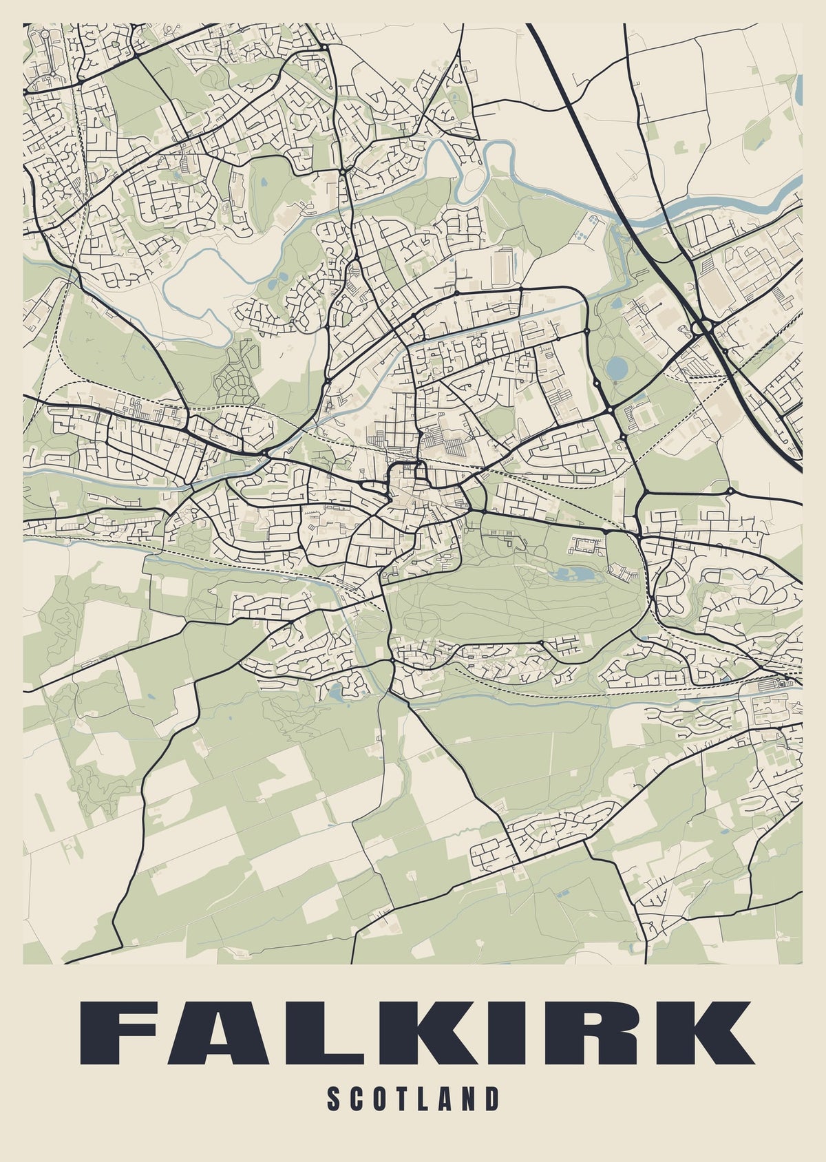 Street map poster of Falkirk