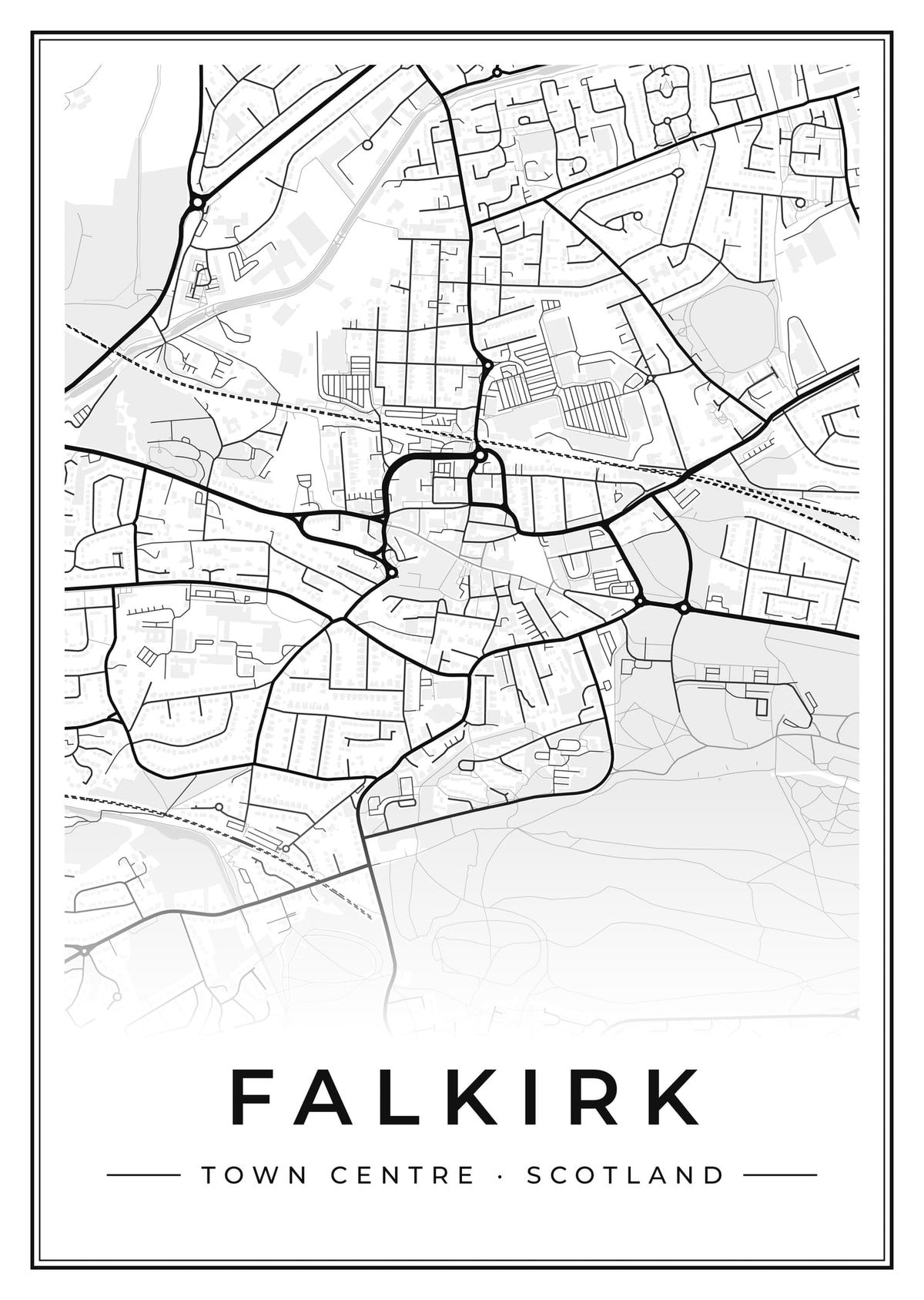 Street map poster of Falkirk town centre