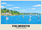 Falmouth Harbour poster, Bright Travel style