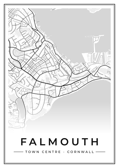 Falmouth Town Centre Street Map Poster
