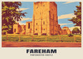 Portchester Castle, Fareham poster, Retro Railway style