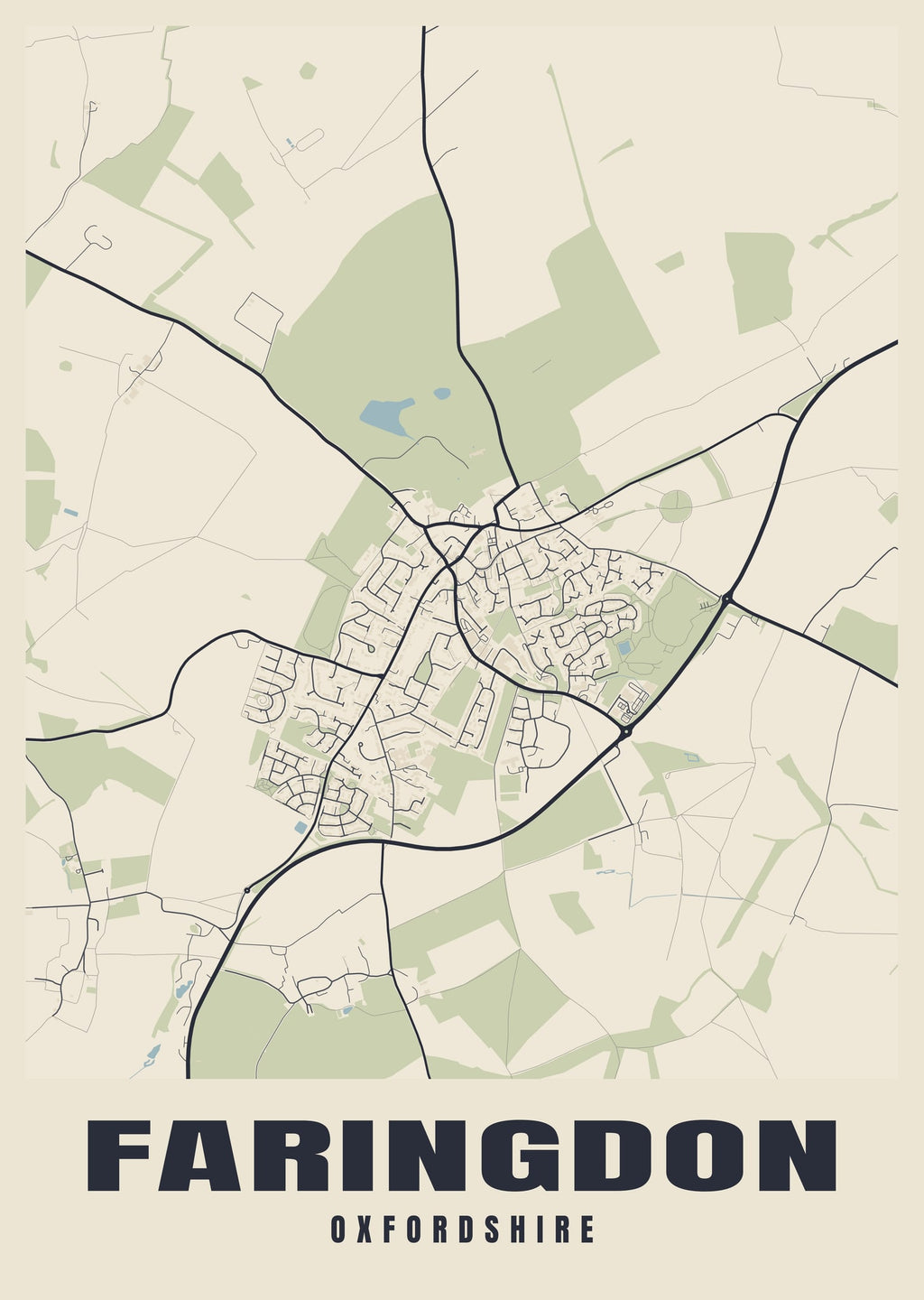 Street map poster of Faringdon, Oxfordshire