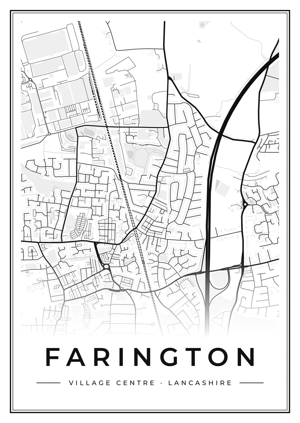 Street map poster of Farington village centre, Lancashire