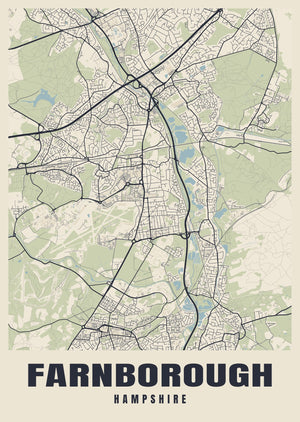 Farnborough Street Map Poster