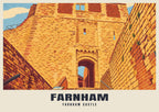 Farnham Castle poster, Retro Railway style