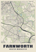 Street map poster of Farnworth, Greater Manchester