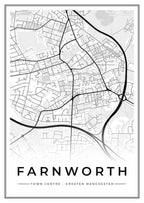 Street map poster of Farnworth town centre, Greater Manchester