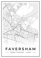Street map poster of Faversham town centre, Kent