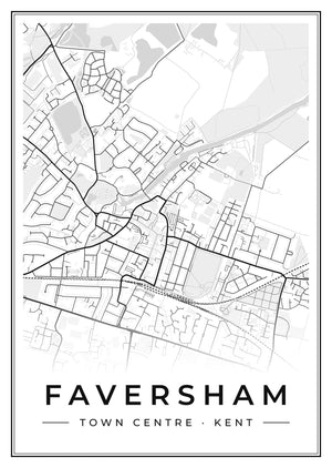 Faversham Town Centre Street Map Poster