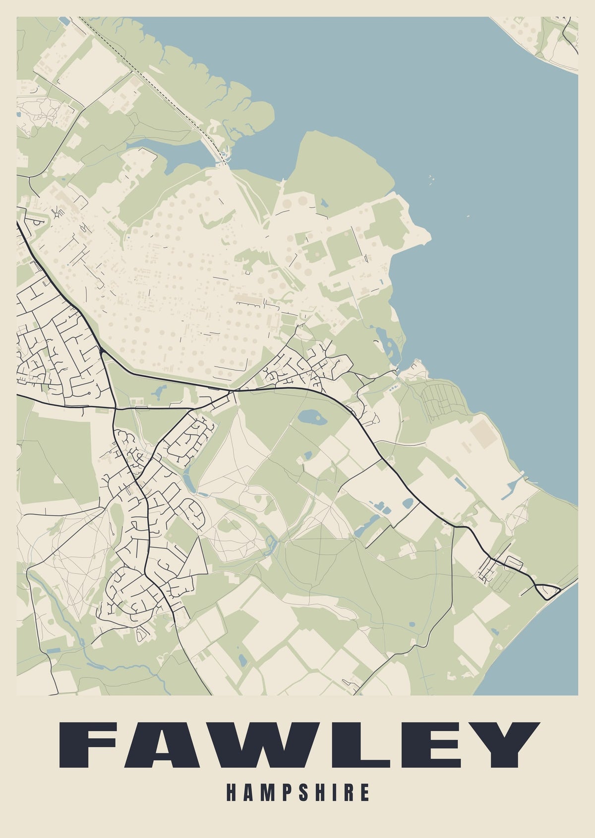 Street map poster of Fawley, Hampshire