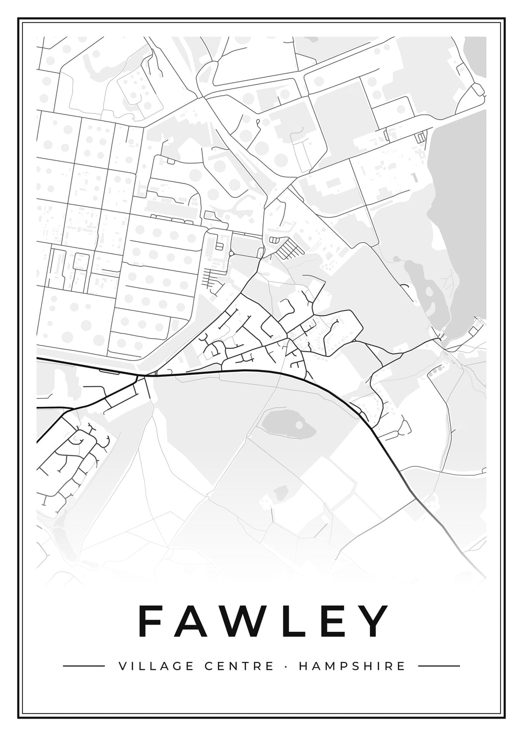 Street map poster of Fawley village centre, Hampshire