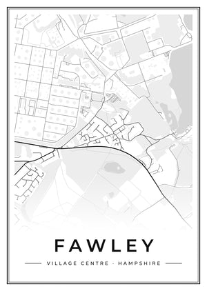 Fawley Village Centre Street Map Poster