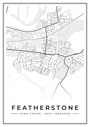 Featherstone Town Centre Street Map Poster