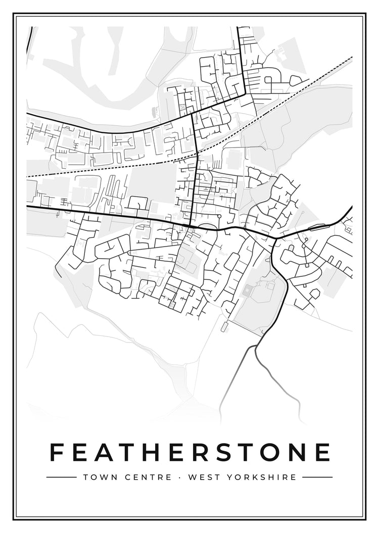 Featherstone Town Centre Street Map Poster