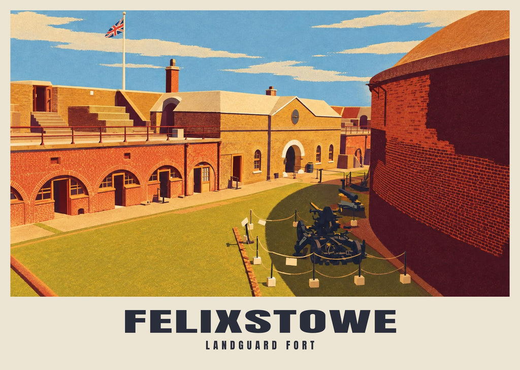 Landguard Fort, Felixstowe poster, Retro Railway style