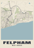 Street map poster of Felpham, West Sussex