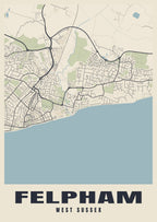 Street map poster of Felpham, West Sussex