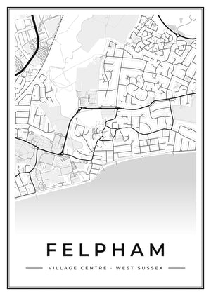Felpham Village Centre Street Map Poster