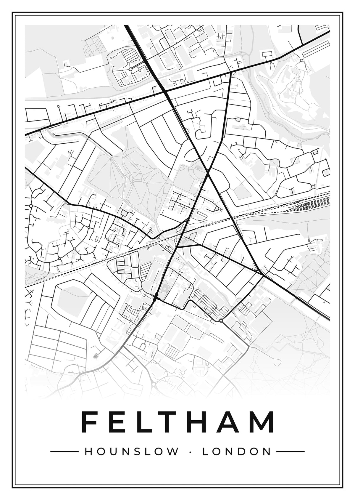 Street map poster of Feltham, Hounslow, London