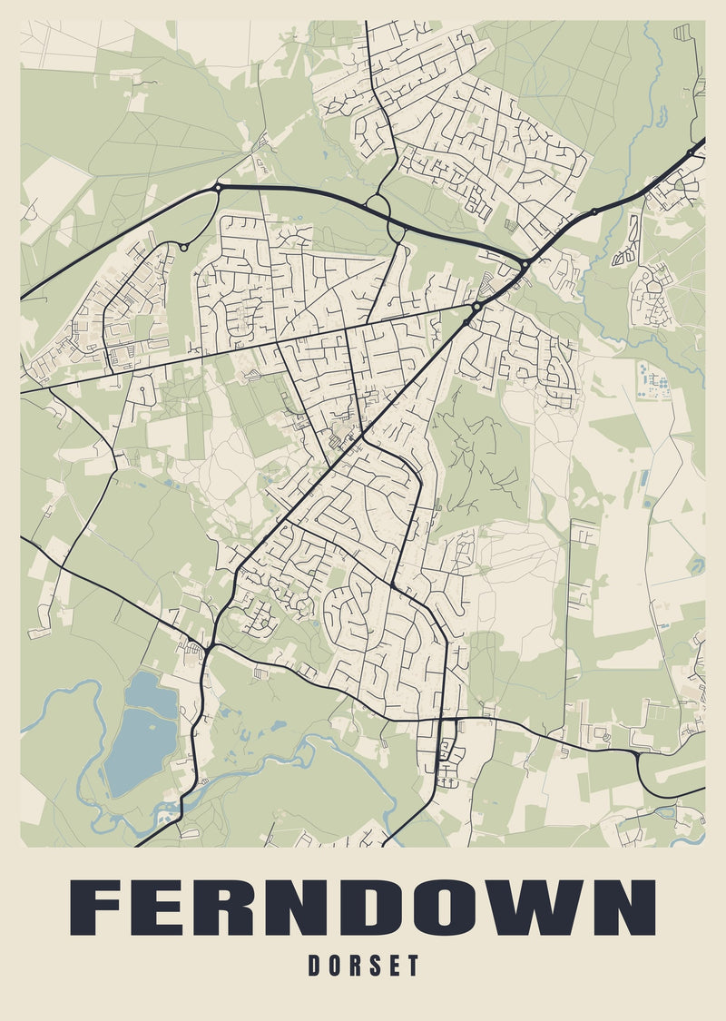 Ferndown Street Map Poster