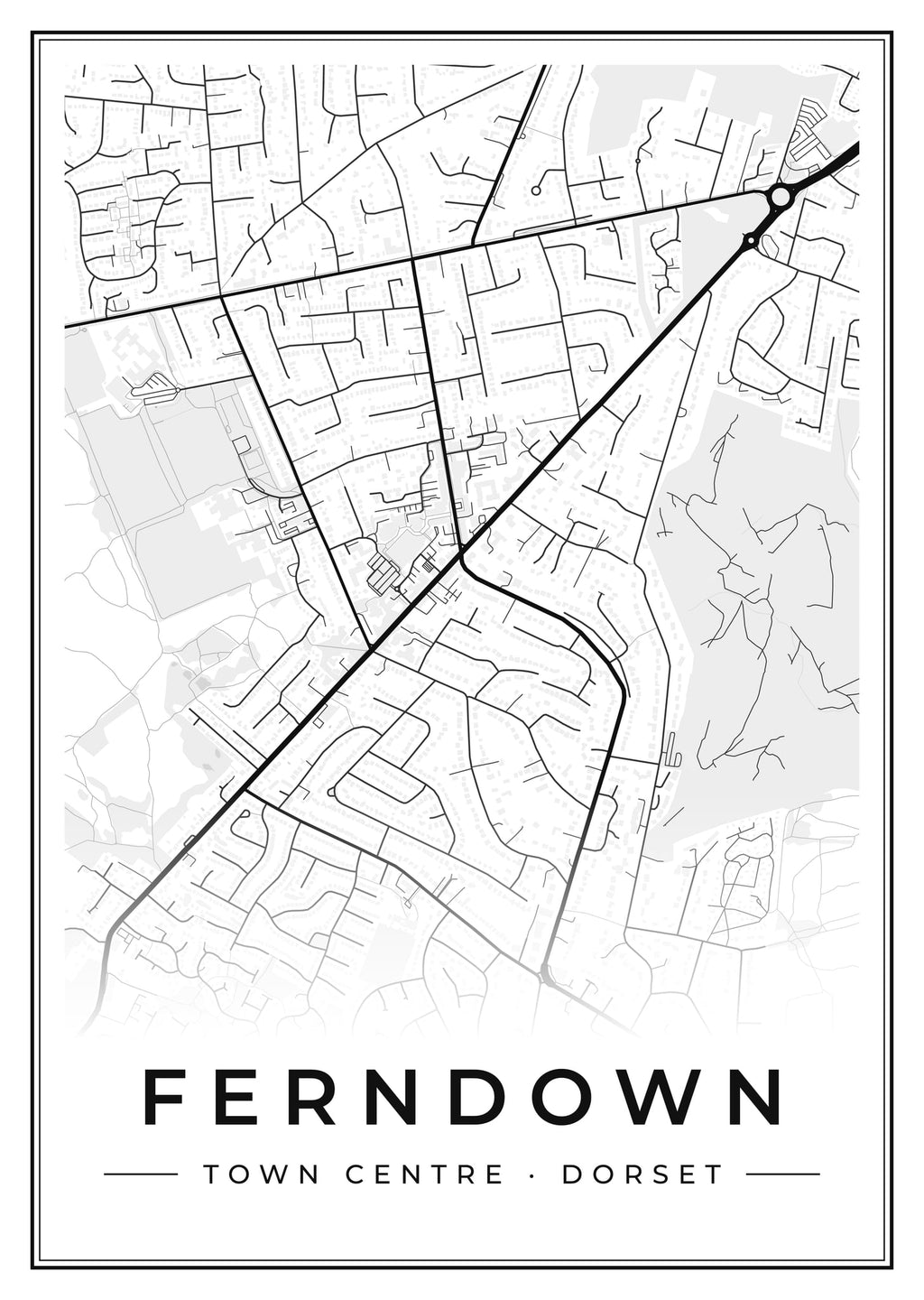 Street map poster of Ferndown town centre, Dorset