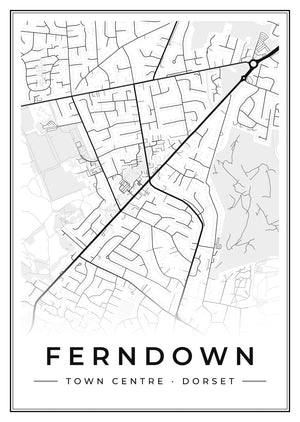 Ferndown Town Centre Street Map Poster