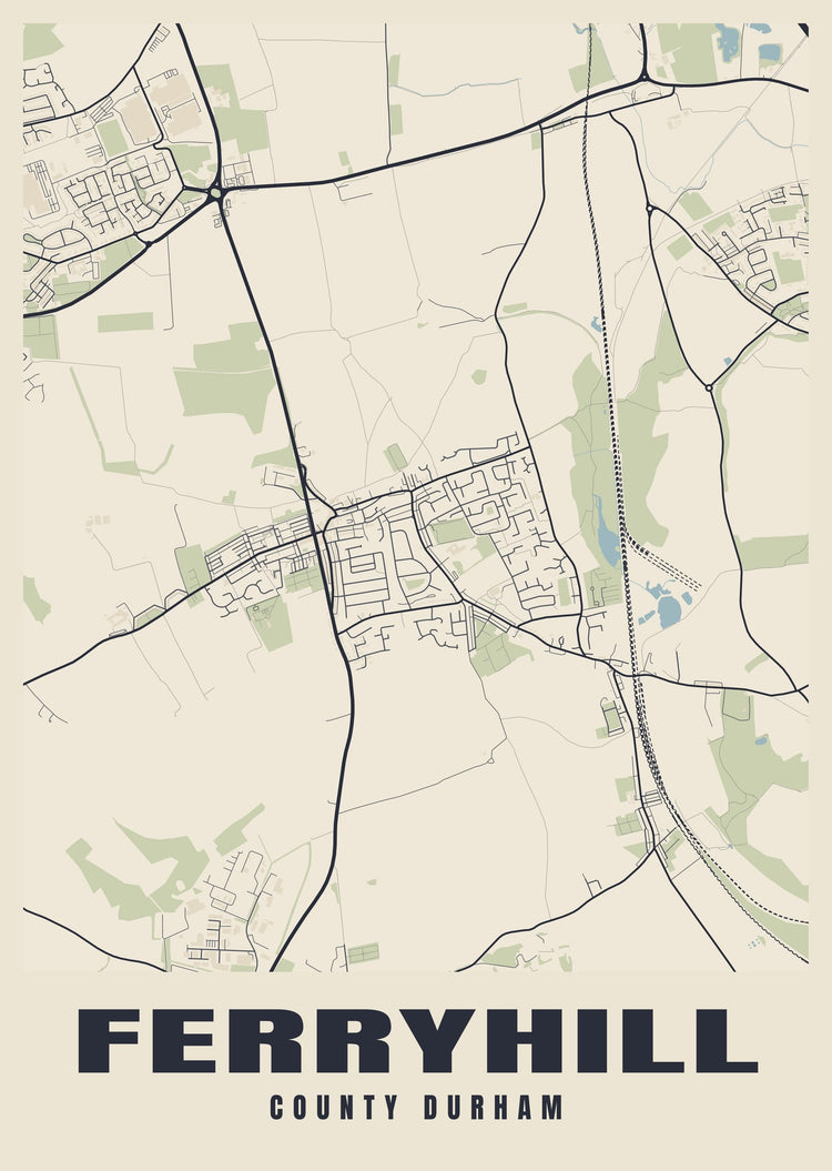 Ferryhill Street Map Poster