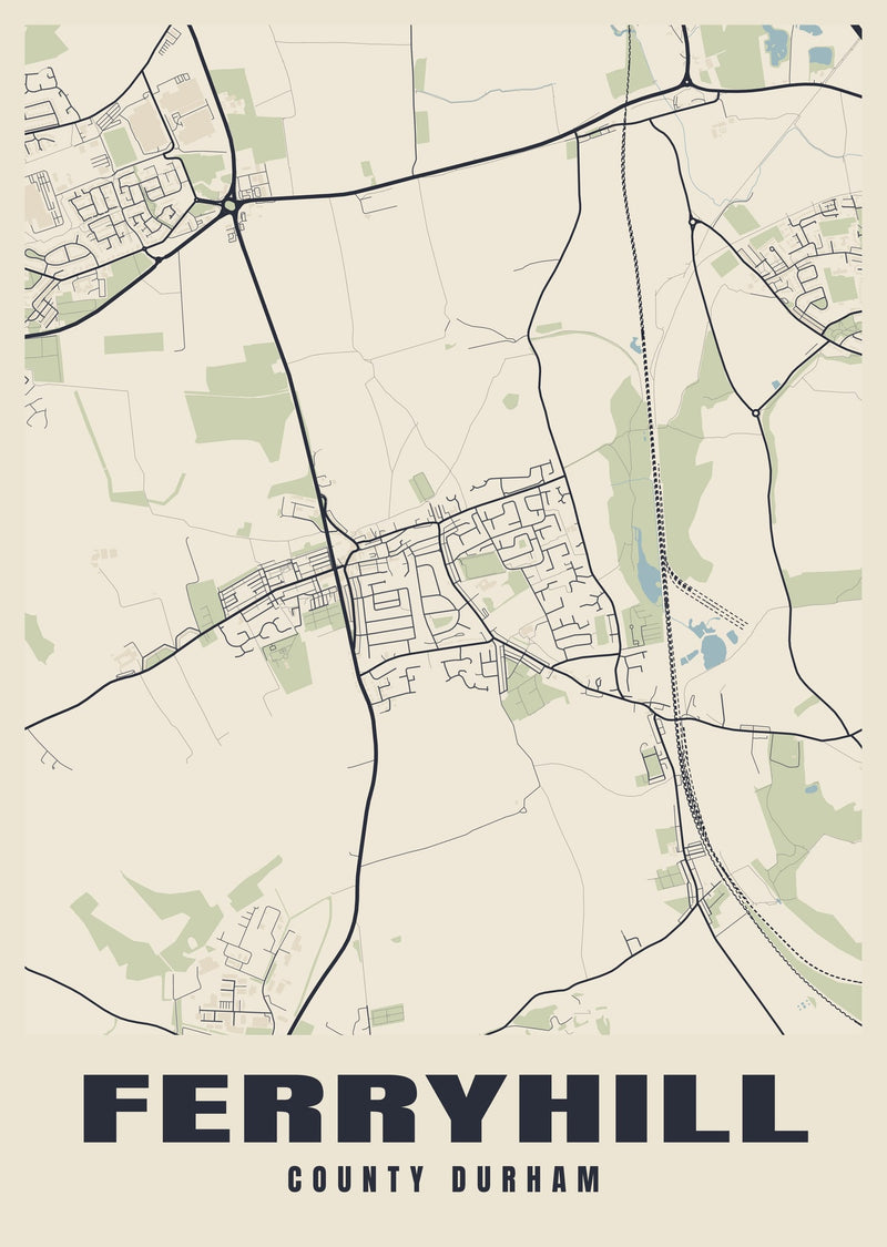 Ferryhill Street Map Poster