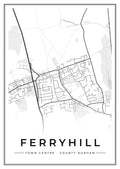 Street map poster of Ferryhill town centre, County Durham