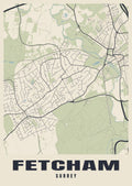 Street map poster of Fetcham, Surrey