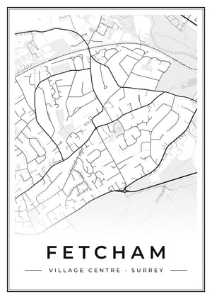 Fetcham Village Centre Street Map Poster