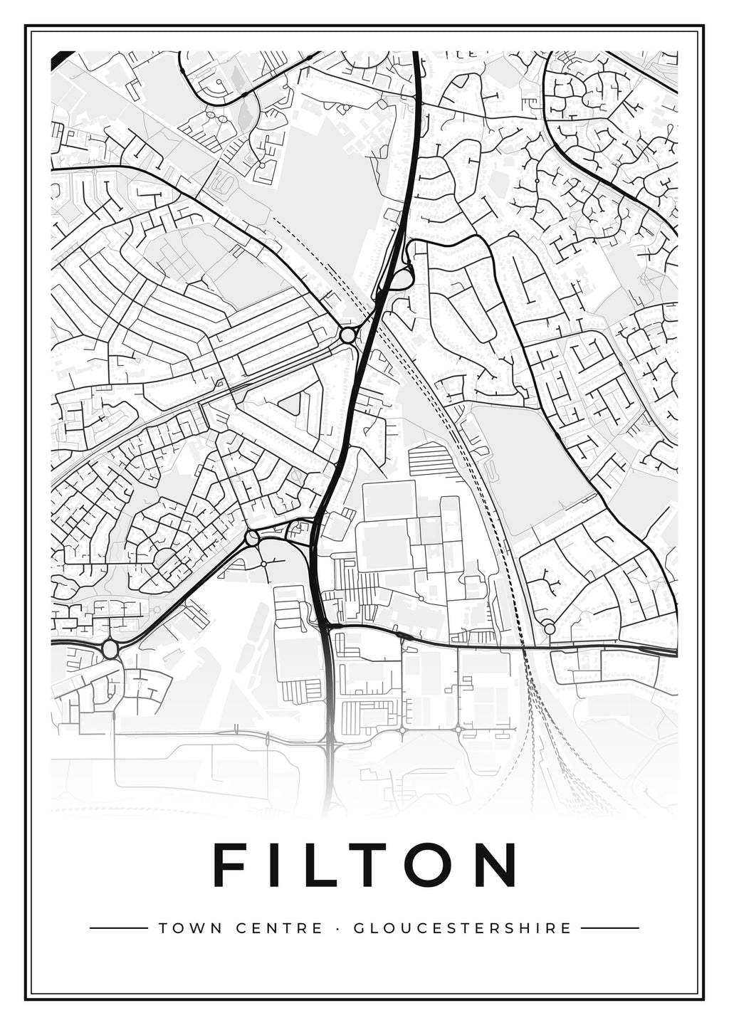 Street map poster of Filton town centre, Gloucestershire