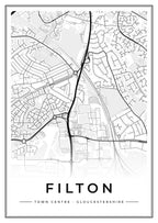 Street map poster of Filton town centre, Gloucestershire
