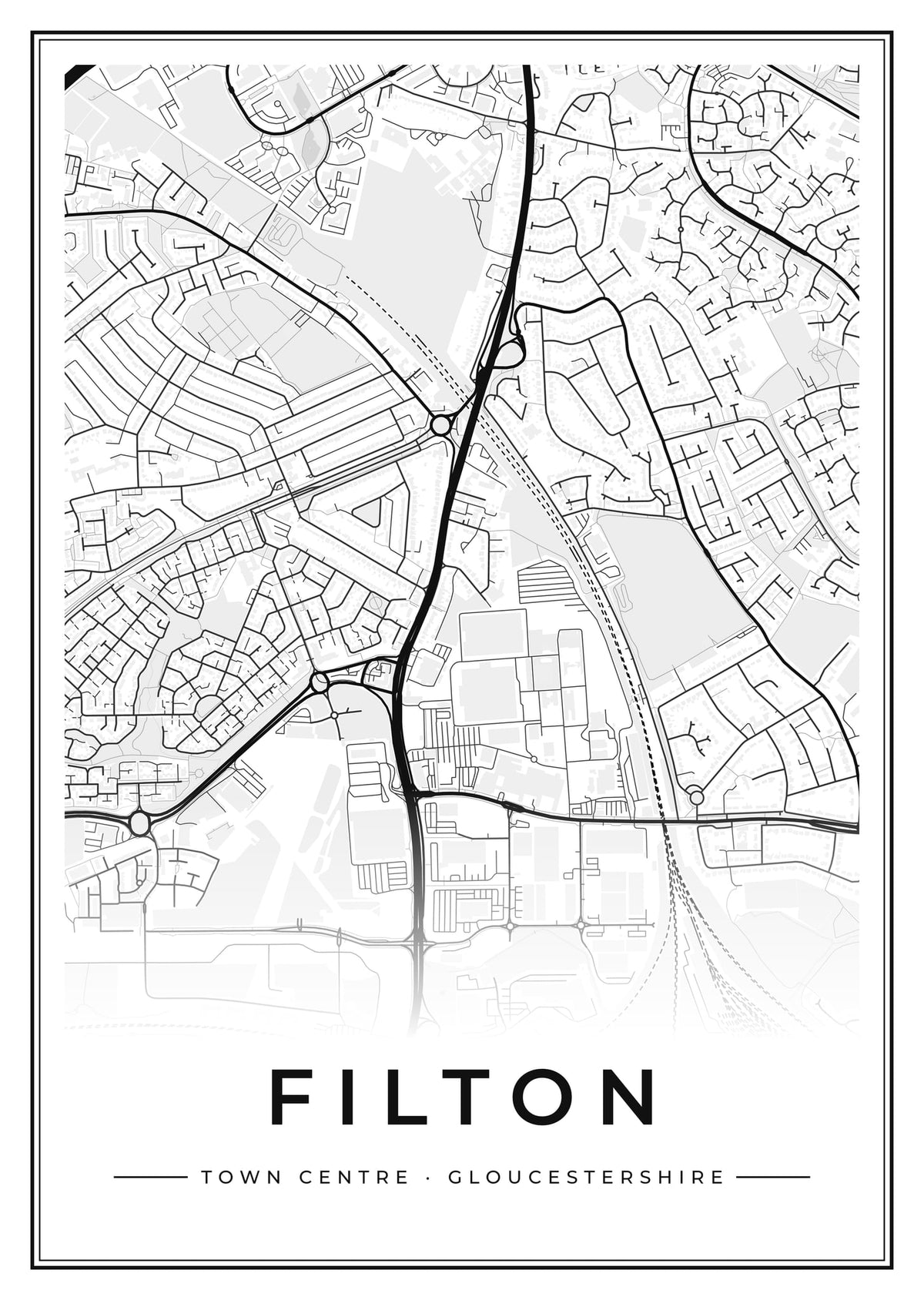 Street map poster of Filton town centre, Gloucestershire