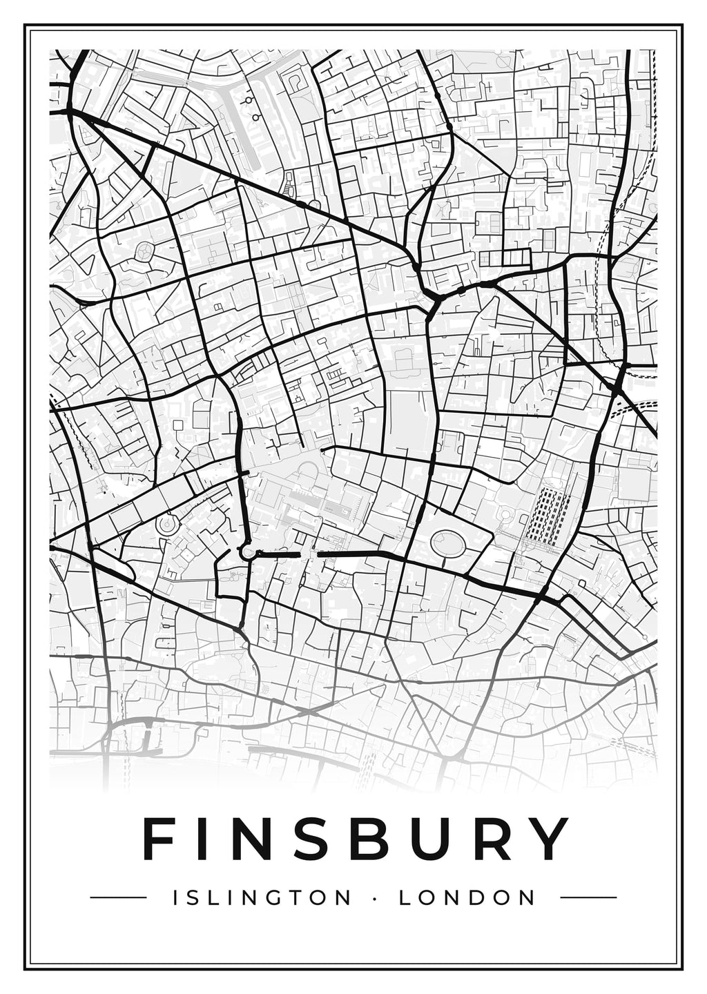 Street map poster of Finsbury, Islington, London