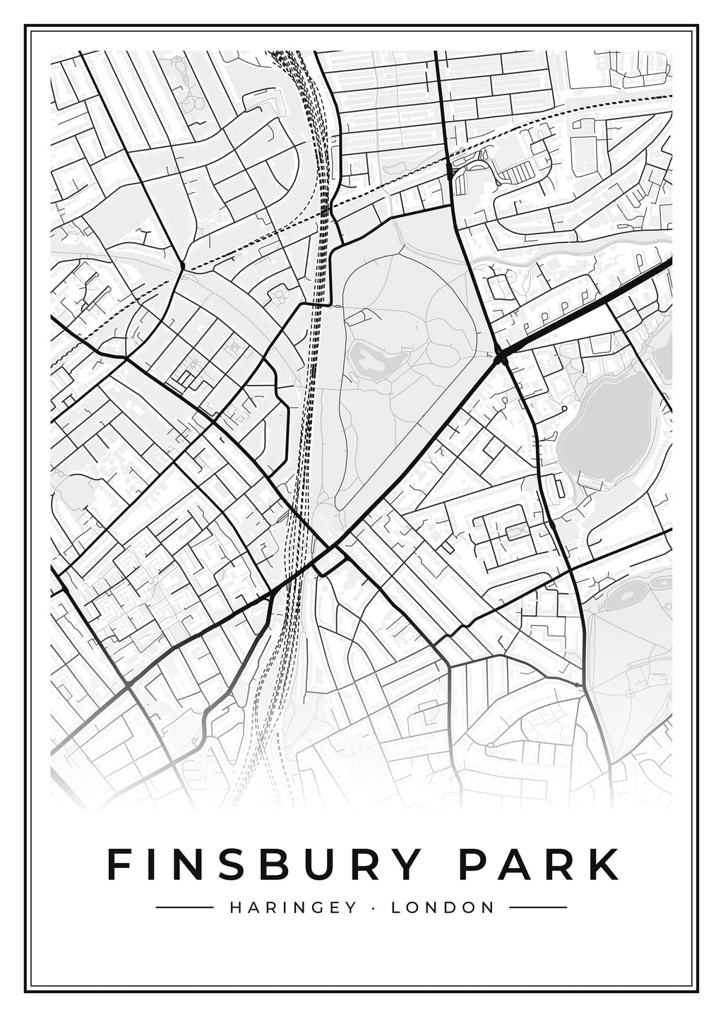 Street map poster of Finsbury Park, Haringey, London