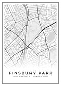 Street map poster of Finsbury Park, Haringey, London