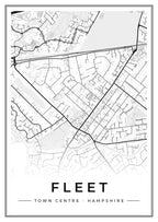 Street map poster of Fleet town centre, Hampshire