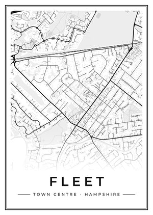 Fleet Town Centre Street Map Poster