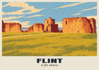 Flint Castle poster, Retro Railway style