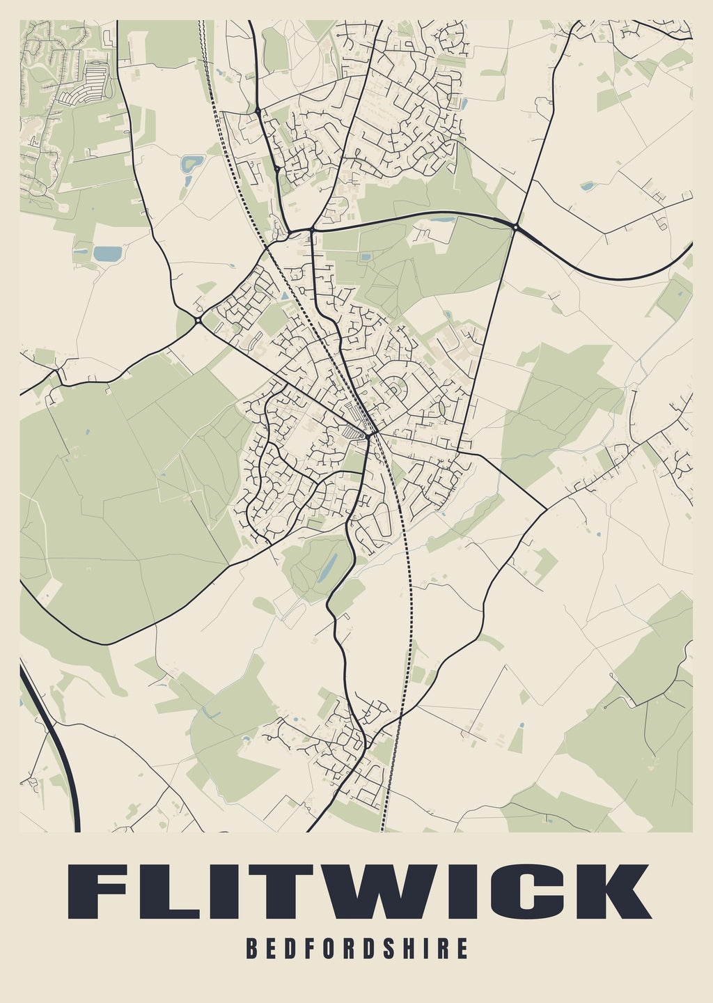 Street map poster of Flitwick, Bedfordshire