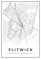 Street map poster of Flitwick town centre, Bedfordshire
