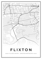 Street map poster of Flixton village centre, Greater Manchester