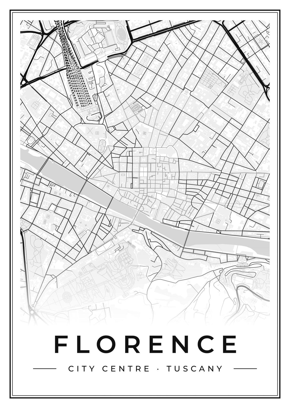 Street map poster of Florence city centre, Tuscany