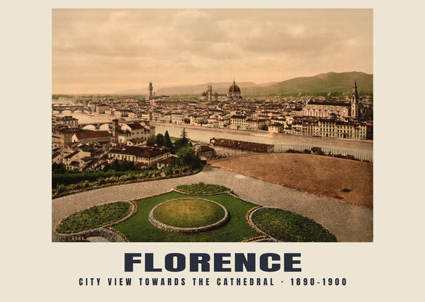 Veduta verso la cattedrale, Florence — 1890–1900 · Stampa di fotocromo d’epoca
