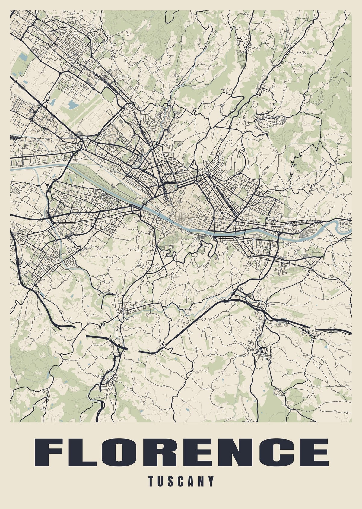 Street map poster of Florence, Tuscany