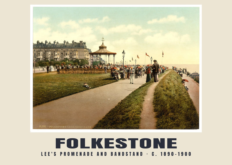 Lee's Promenade and Bandstand, Folkestone, c. 1890–1900 Heritage Print