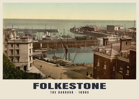 Der Hafen, Folkestone, ca. 1890–1900 Historischer Druck