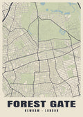 Heritage street map poster of Forest Gate, Newham, London